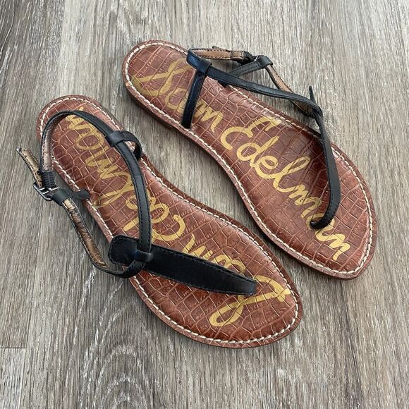 Sam Edelman Gigi Thong Sandals Black Leather - Size: 8 - Picture 4 of 7